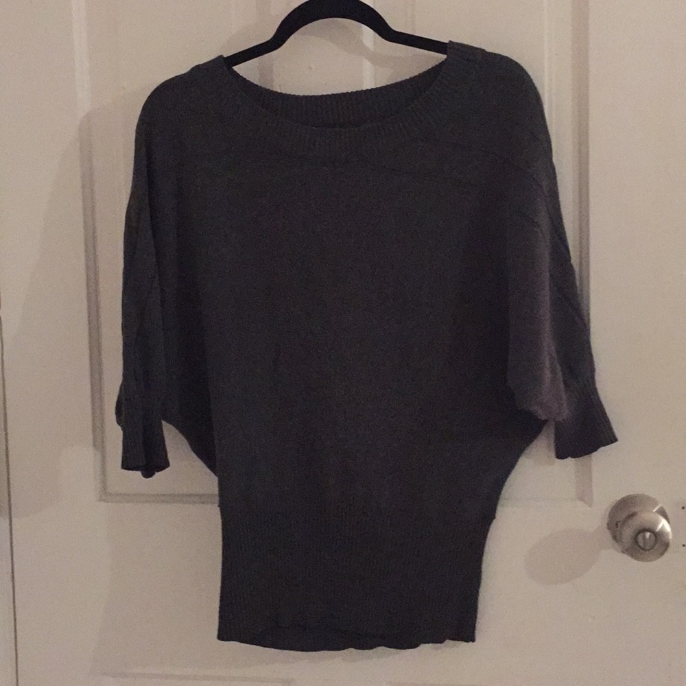 Grey sweater with 3/4 bell sleeves